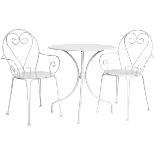 Franse Bistroset wit (2 stoelen met 1 tafel)