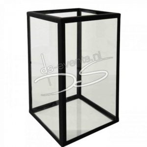 Windlicht glas in zinken frame vierkant  L30xB30xH50